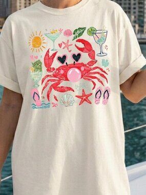 Summer Shirt Crab, Beach Tee, Cute Summer Vibe Shirt